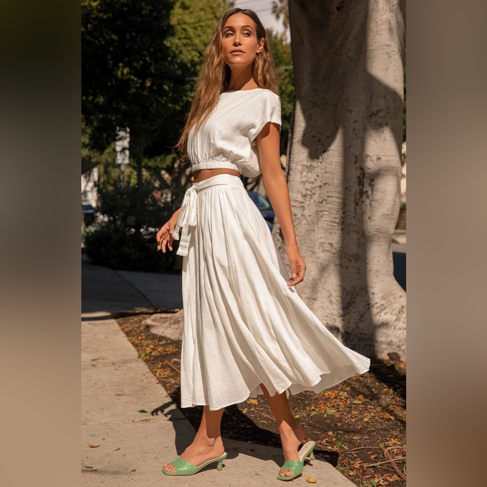 Lulu Brings You Back Ivory Two-Piece Midi Dress